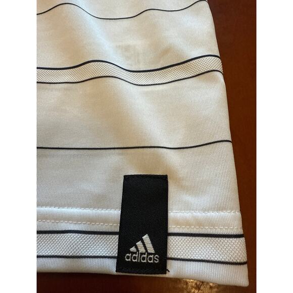 Adidas Polo Shirt Men's XL Short Sleeve White Striped Tennis L - Picture 4 of 8
